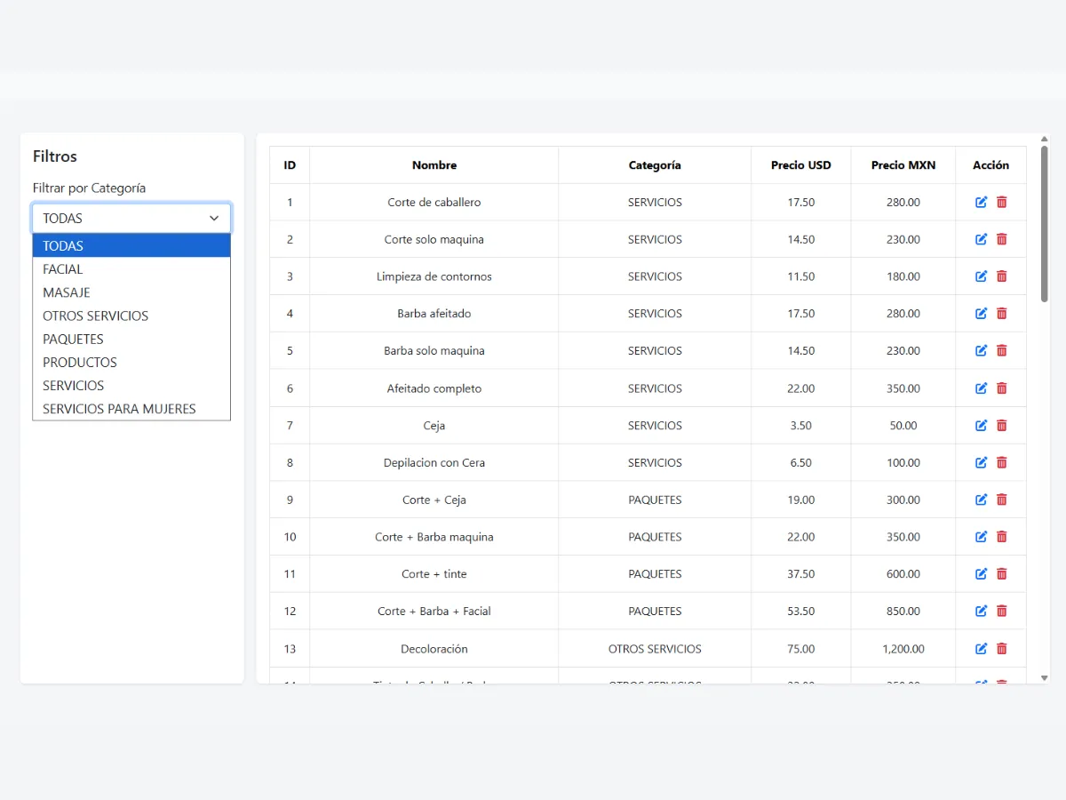 Productos y Servicios